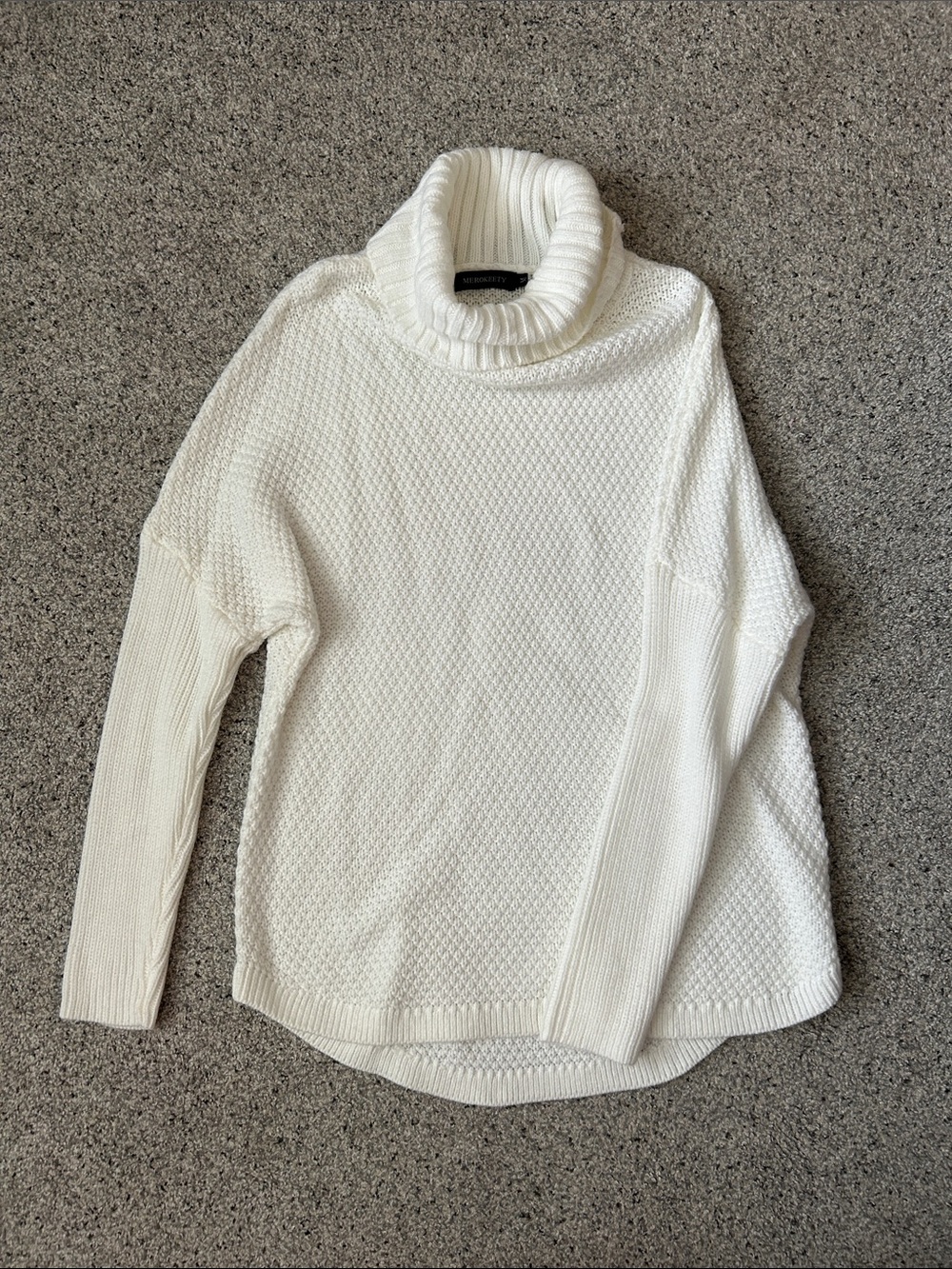 Cozy White Cowl-Neck Sweater - Relaxed Fit